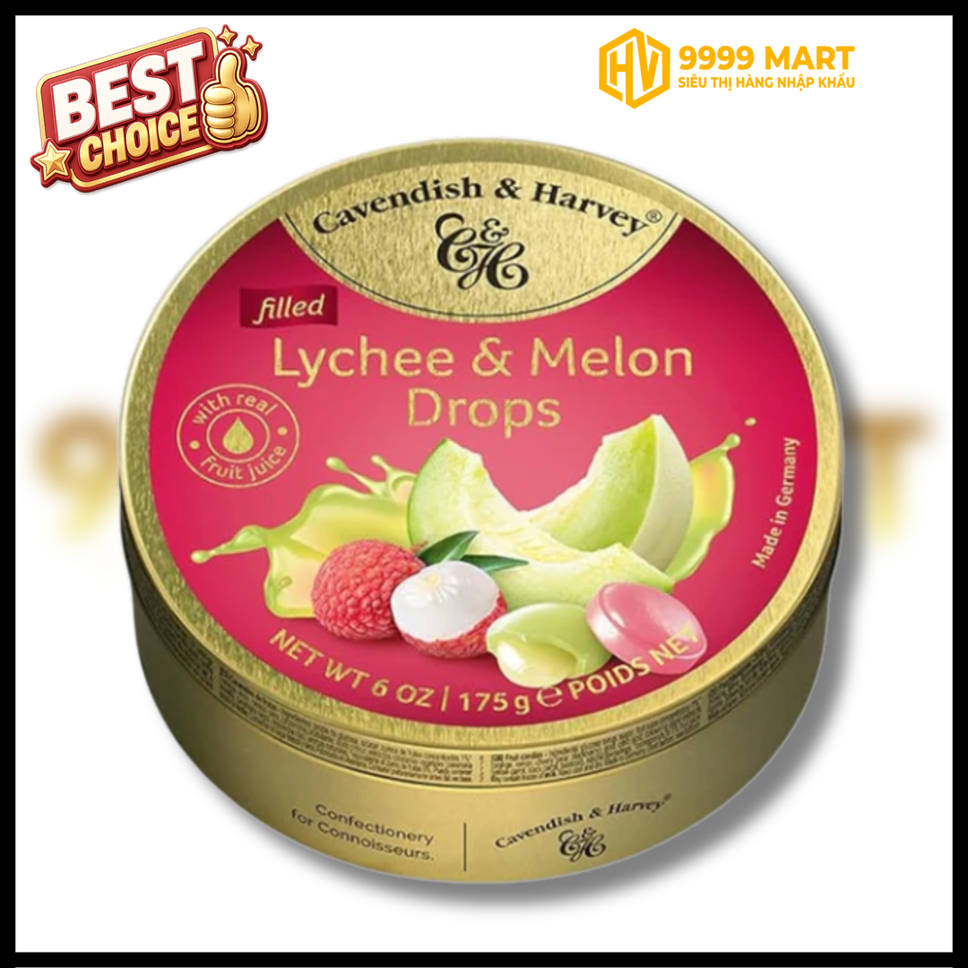 Kẹo Trái Cây C&H Lychee & Melon 175g - Đức 