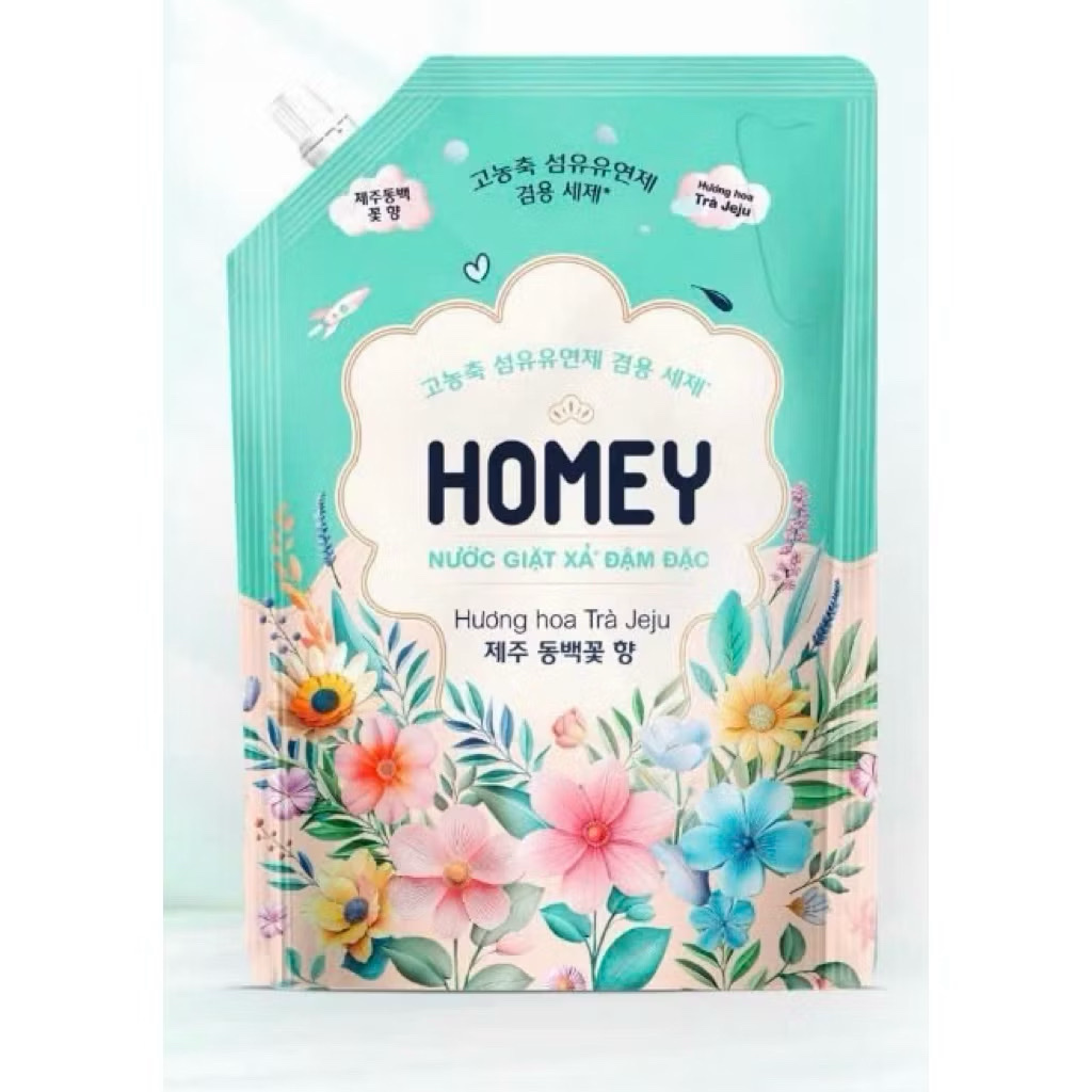 Nước Giặt Xả Đâm Đặc Homey Hương Hoa Trà Jeju - Túi 3,4kg 
