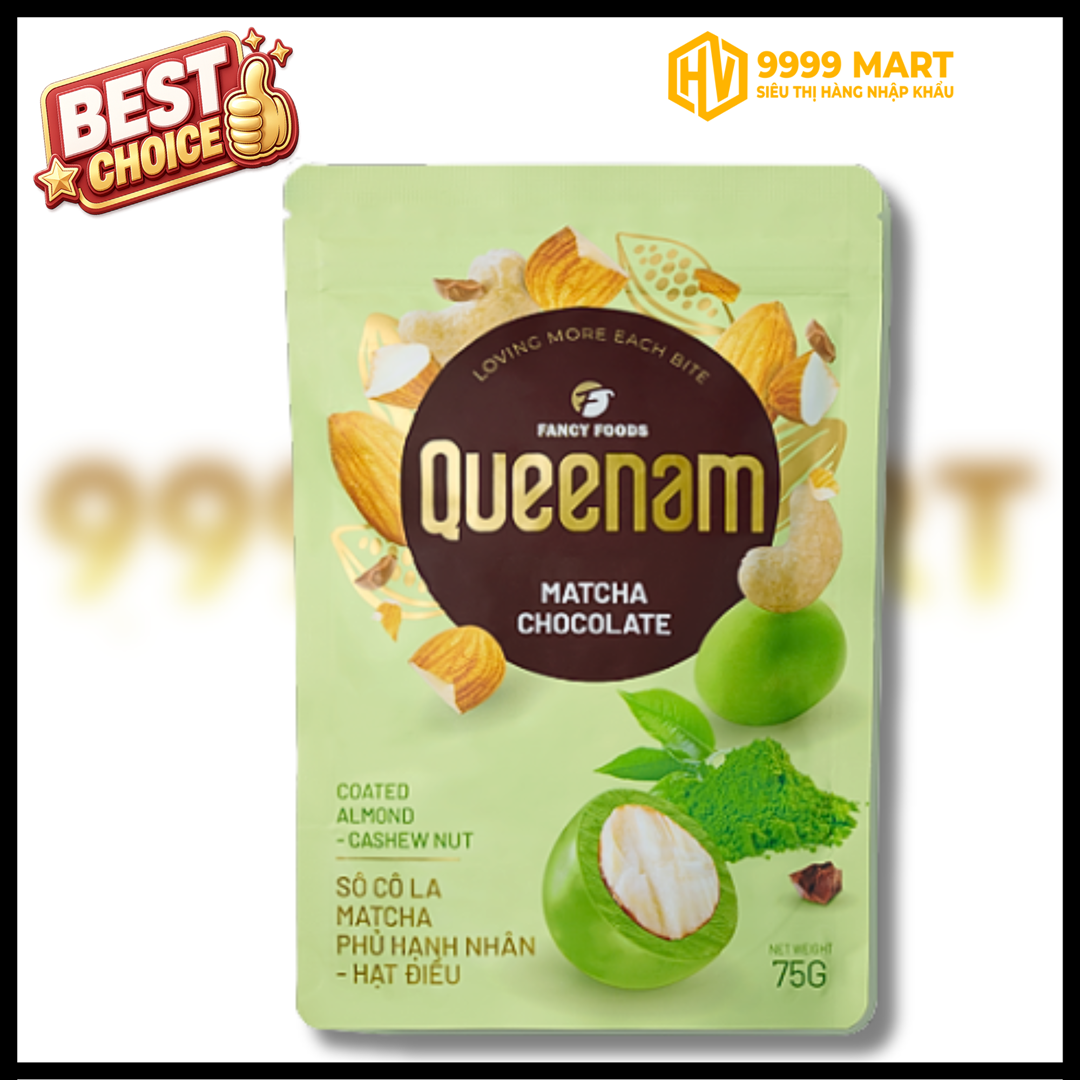  Socola Queenam Match Phủ Hạnh Nhân Hạt Điều 75g 
