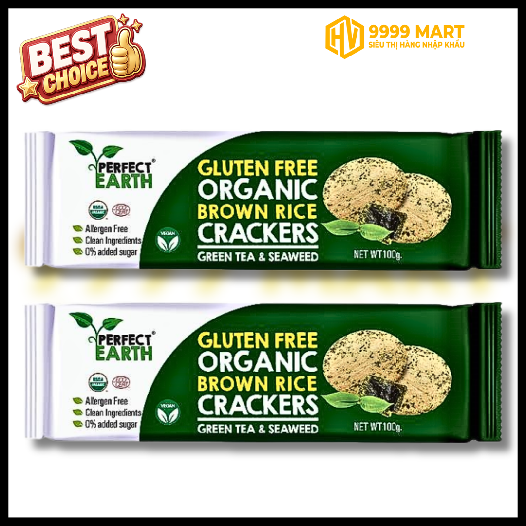  Bánh Crackers Gạo Lứt Vị Trà Xanh & Rong Biển 