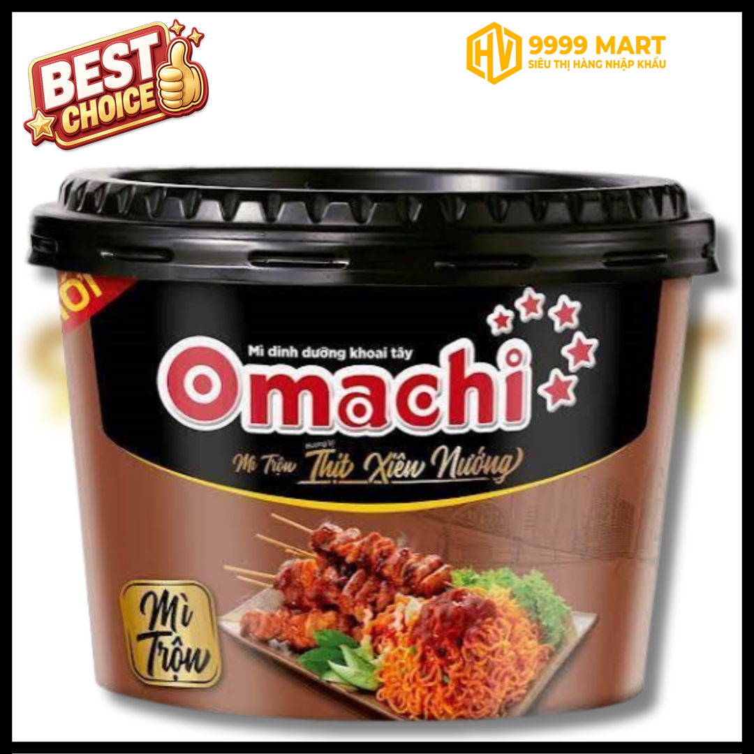  Mì Khoai Tây Omachi Trộnthịt Xiên Nướng 104g 