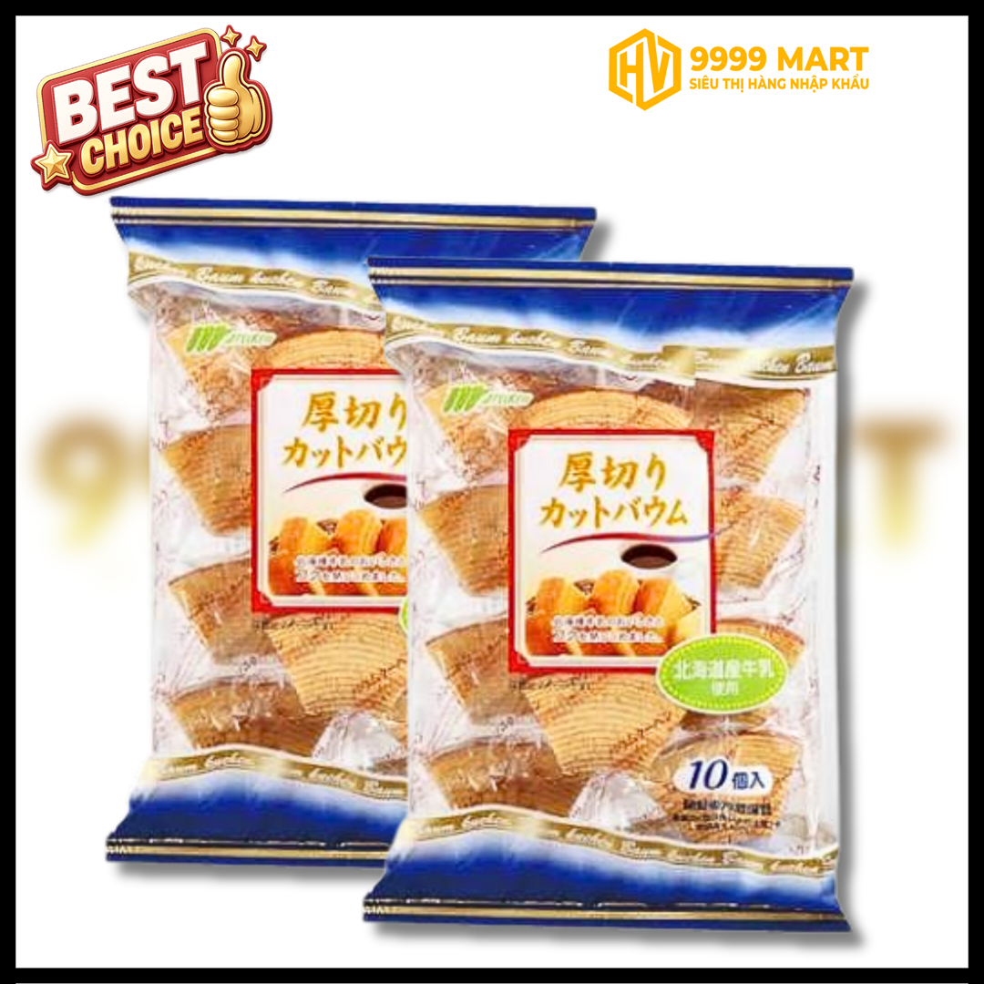  Bánh Bông Lan Vị Sữa Tươi Baumkuchen Marukin 10 Cái - Nhật 