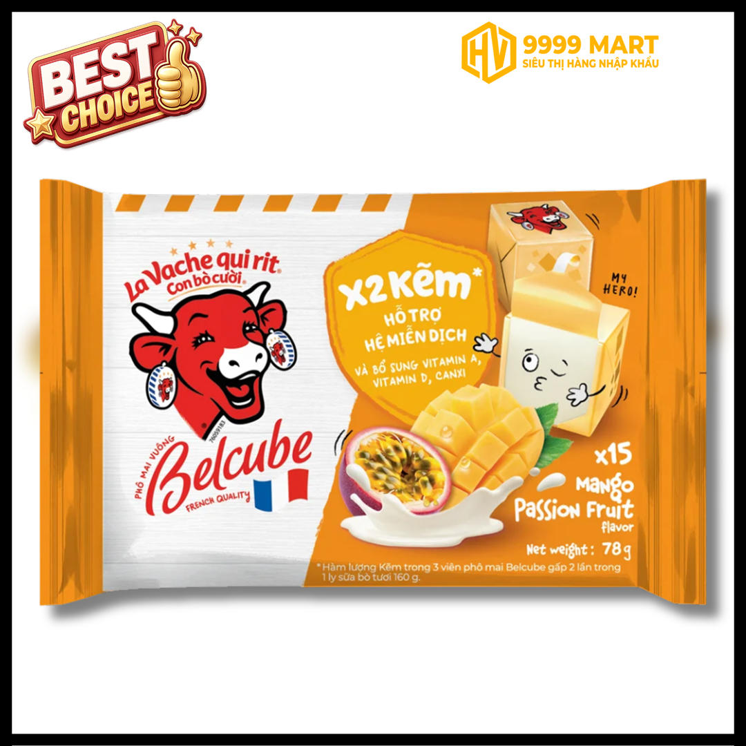  Phô Mai Con Bò Cười Belcule Vị Xoài Chanh Dây 78g 