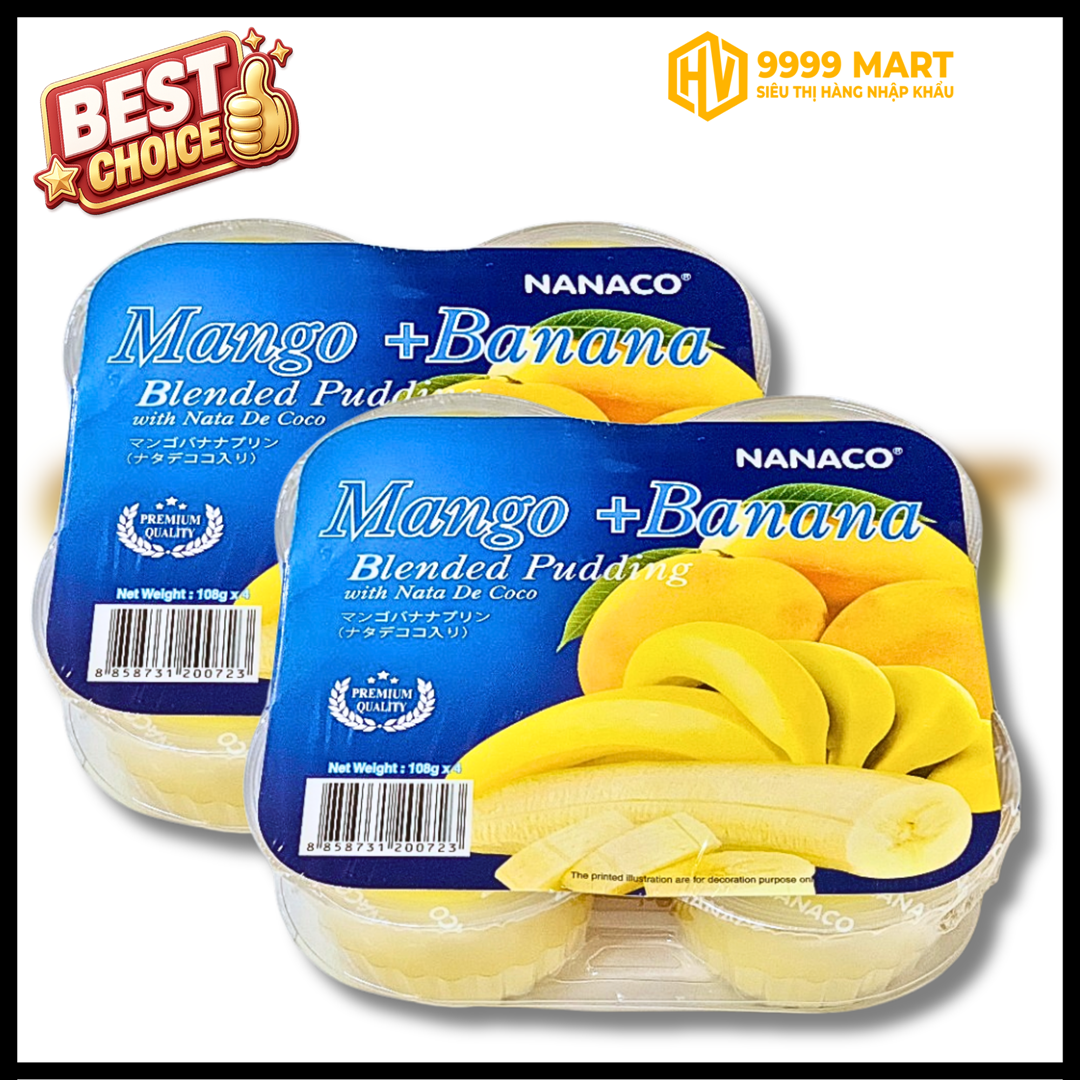  Thạch Pudding Dừa Vị Xoài Chuối 432g Nanaco - Thái Lan 