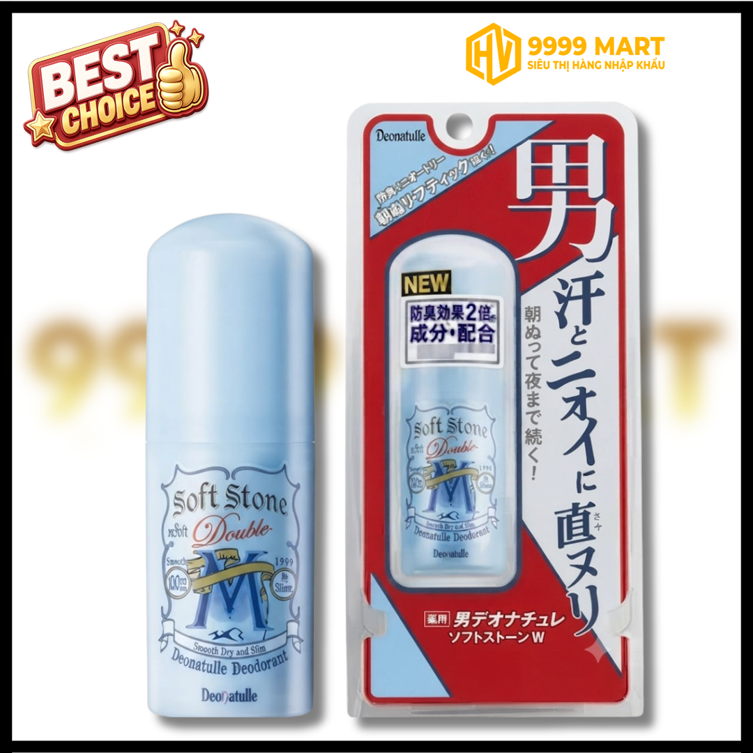  Lăn Khử Mùi Đá Khoáng Bạc Hà Soft Stone Dành Cho Nam 20g - Nhật 