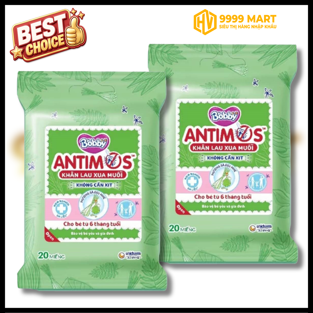  Khăn Lau Xua Muỗi Bobby Antimos 20 Miếng 
