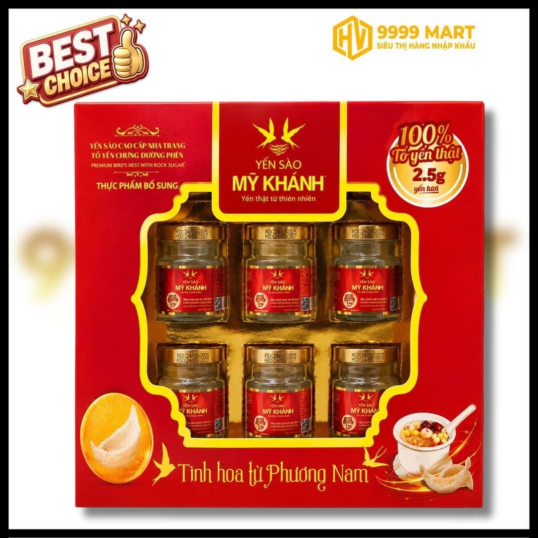  Yến Sào Cao Cấp - Mỹ Khánh Tổ Yến Chưng Đường Phèn (6x70ml) 