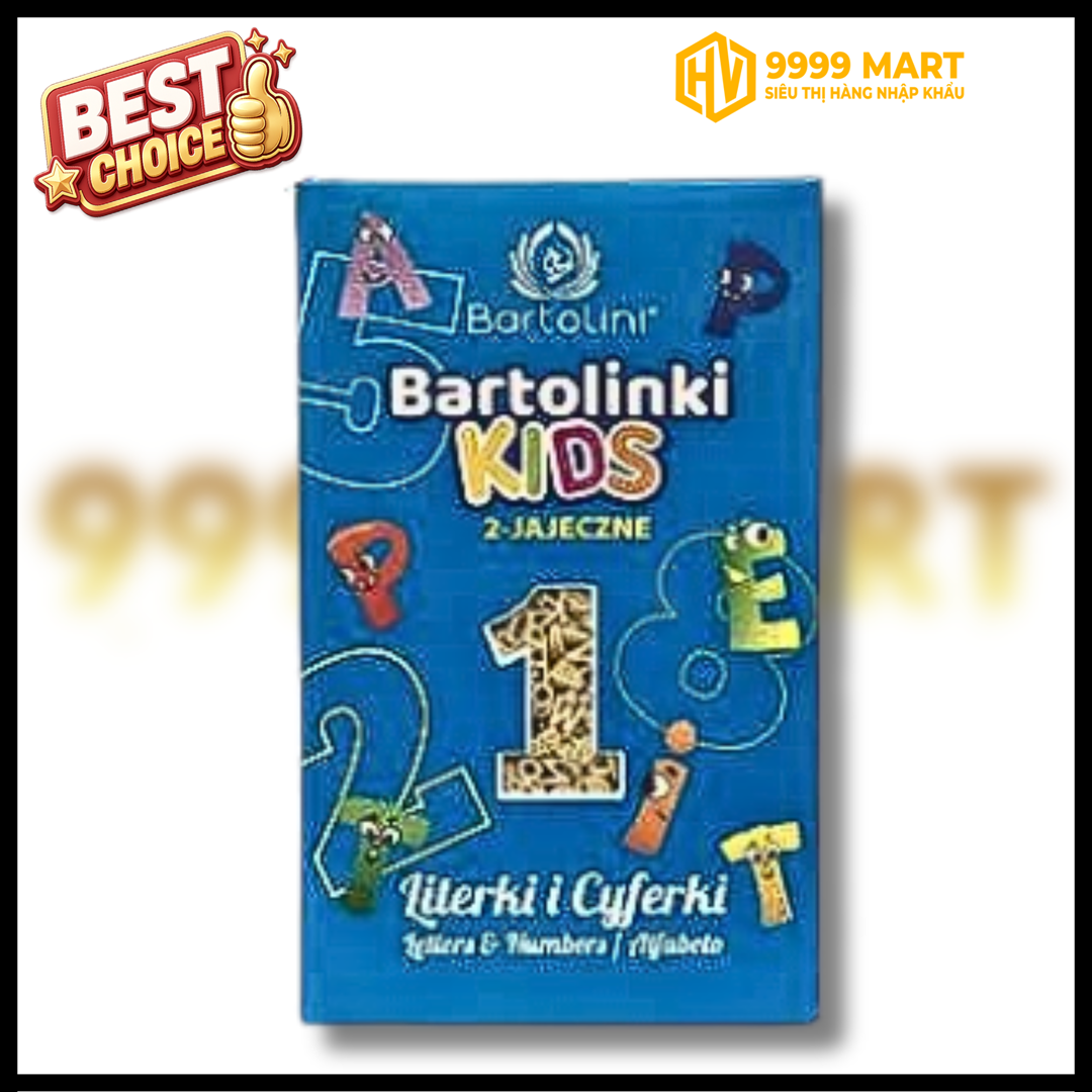  Mì Nui Cho Bé Hình Chữ Cái & Số Bartolini 250g - Hộp 