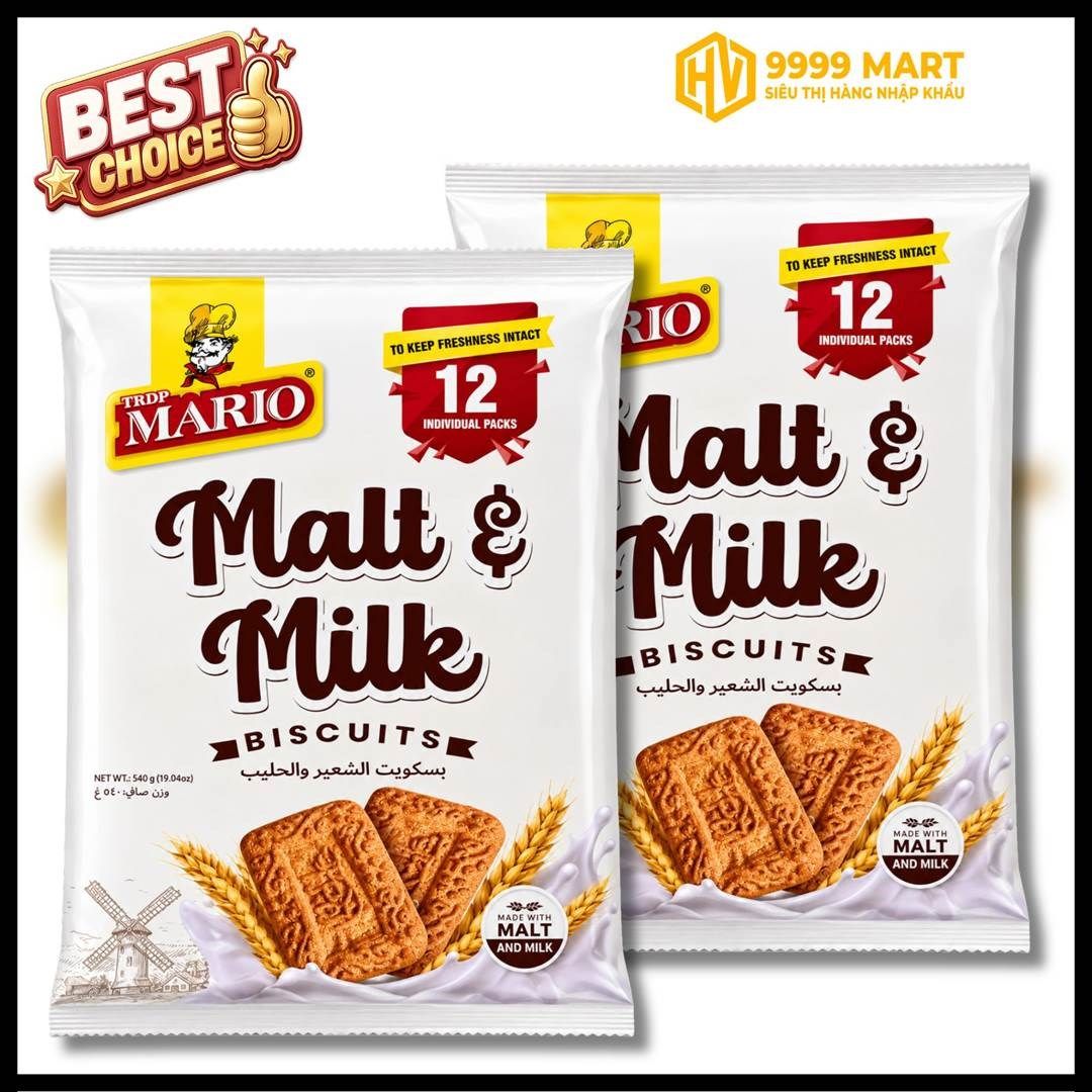 Bánh Quy Sữa & Mạch Nha TRDP Mario 540g - Ấn Độ 