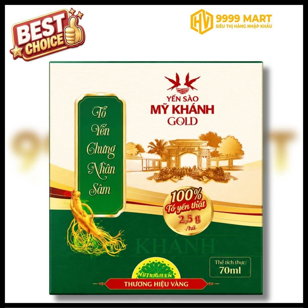  Mỹ Khánh Gold Premiums -Tổ Yến Chưng Nhân Sâm (Lọ/70ml) 