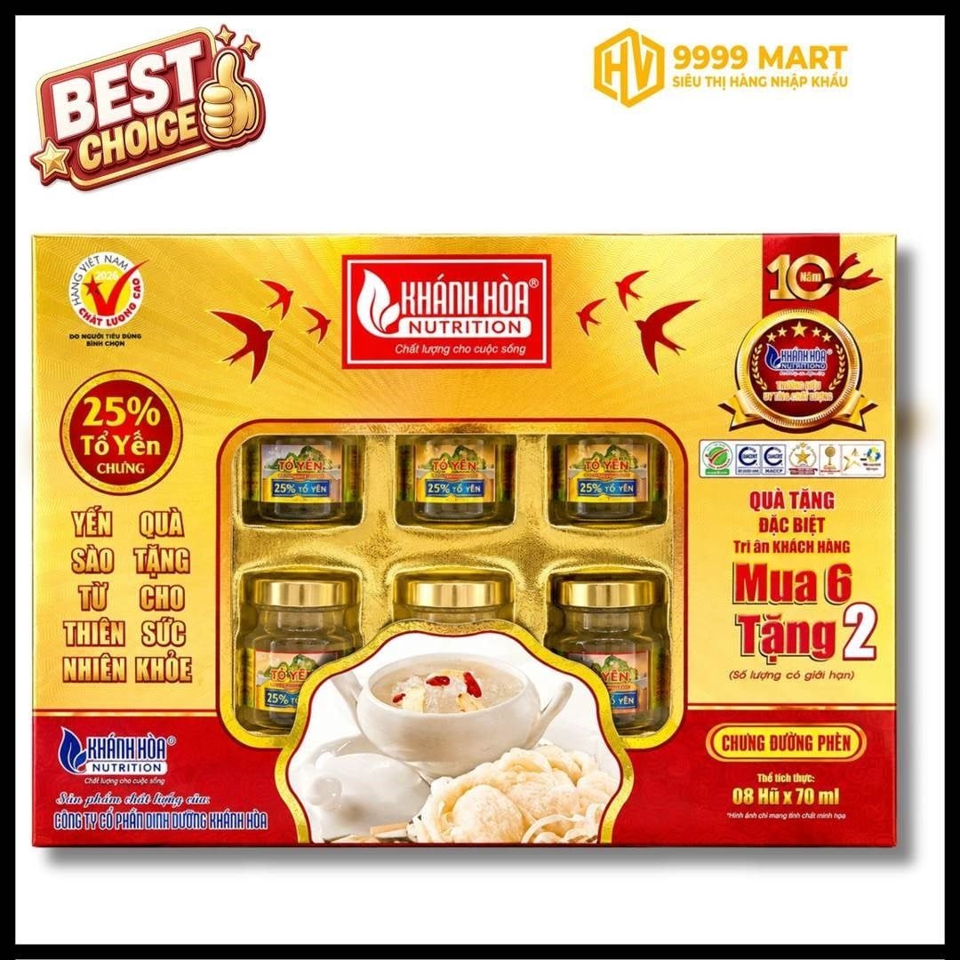  Hộp Quà Yến Sào Chưng Đường Phèn (25% Tổ Yến) - Khánh Hòa 