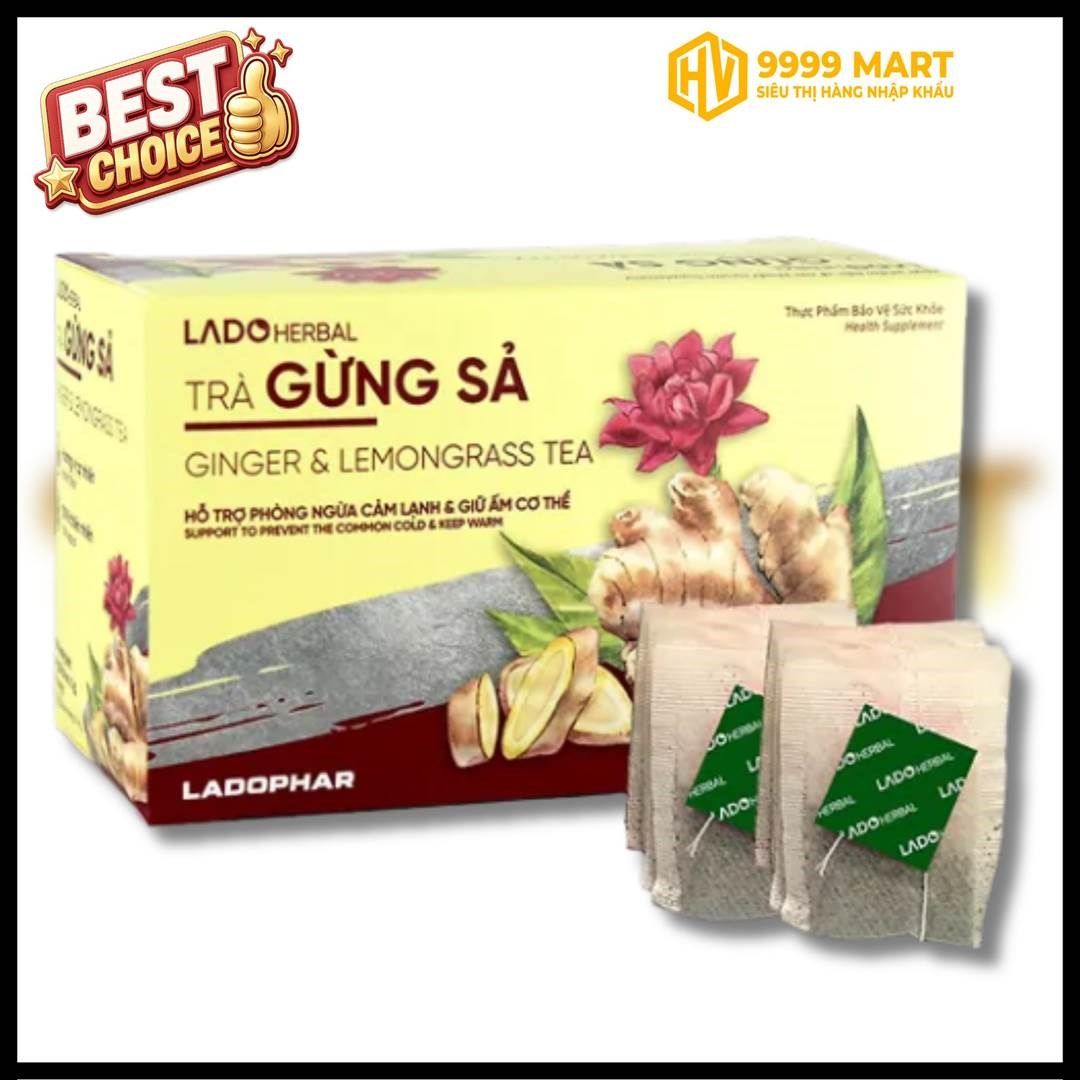  Ladoherbal Trà Gừng Sả (Hộp/ 20x2g) 