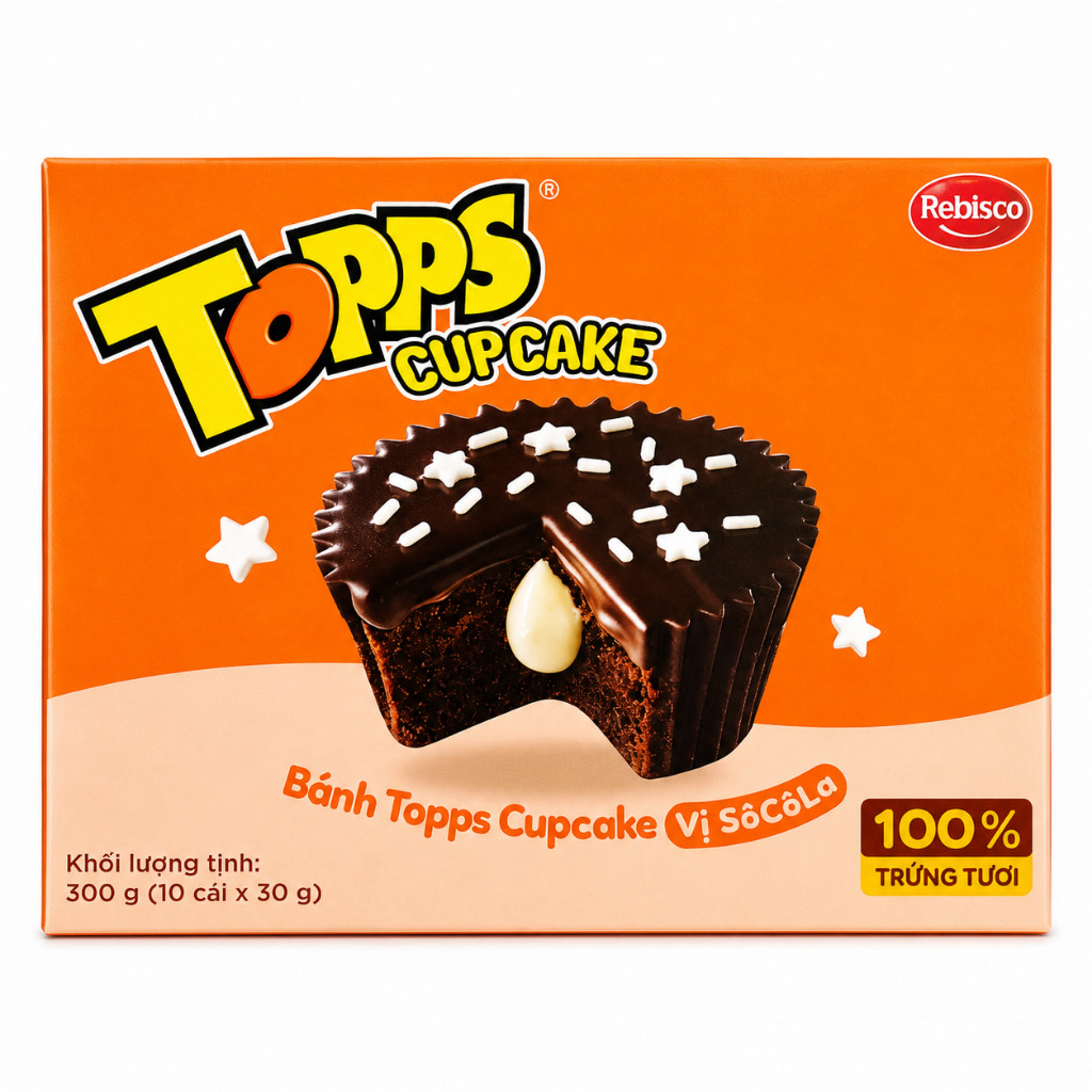  Bánh Topps Cupcake Vị Socola 300g 