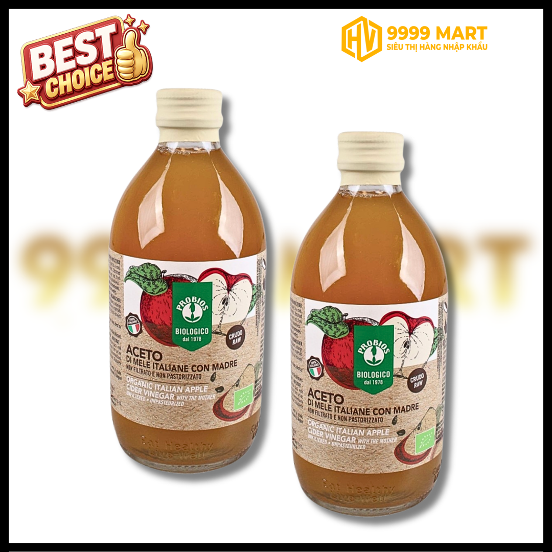  Giấm Táo Hữu Cơ (Có Giấm Cái) Probios 500ml - Ý 