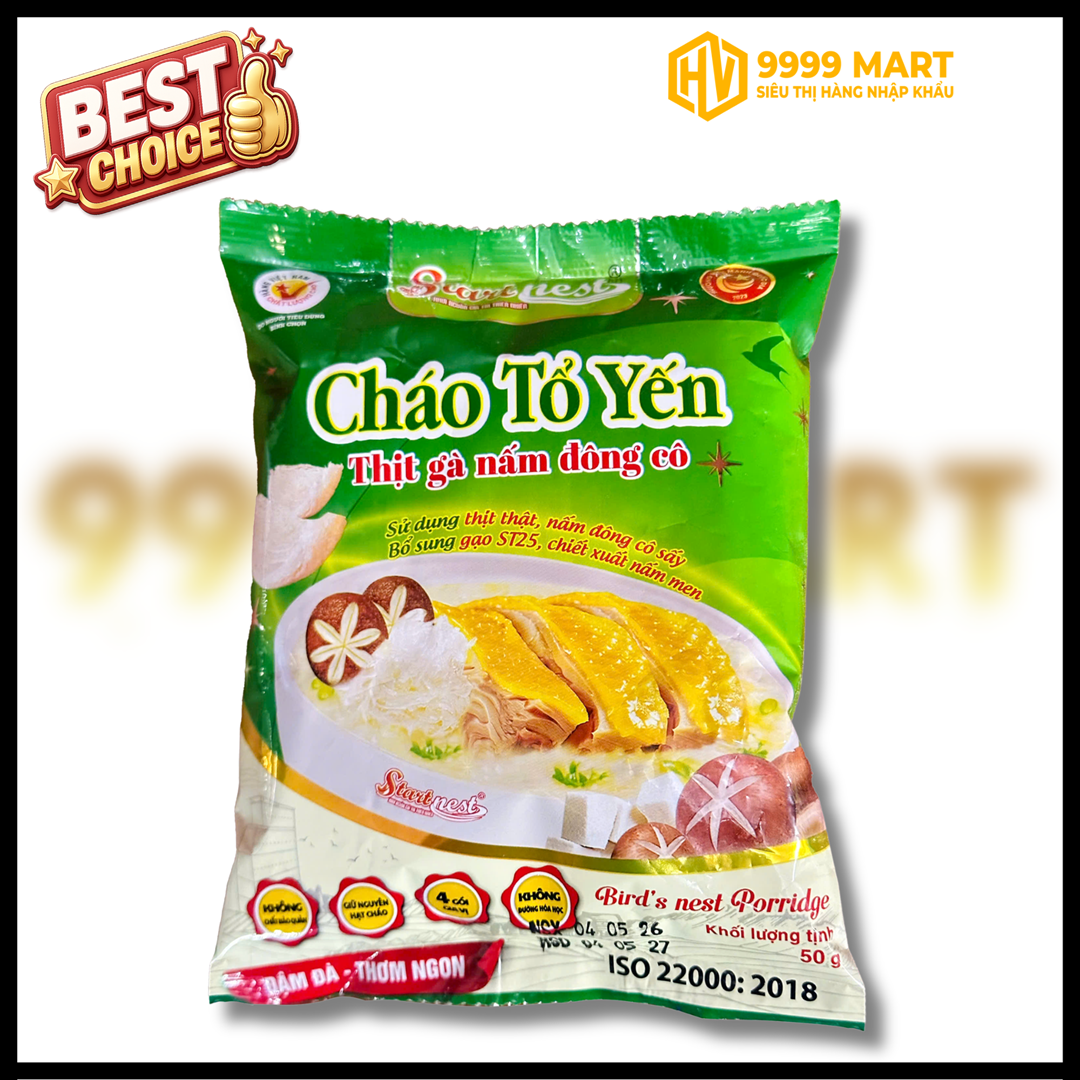  Cháo Tổ Yến Thịt Gà Nấm Đông Cô Startnest 50g 