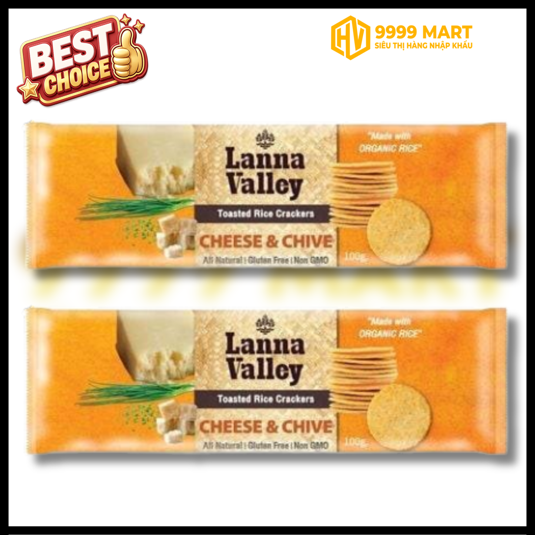  Bánh Gạo Lanna Valley Cheese & Onion 100gr (Phô Mai Hành Tây) 