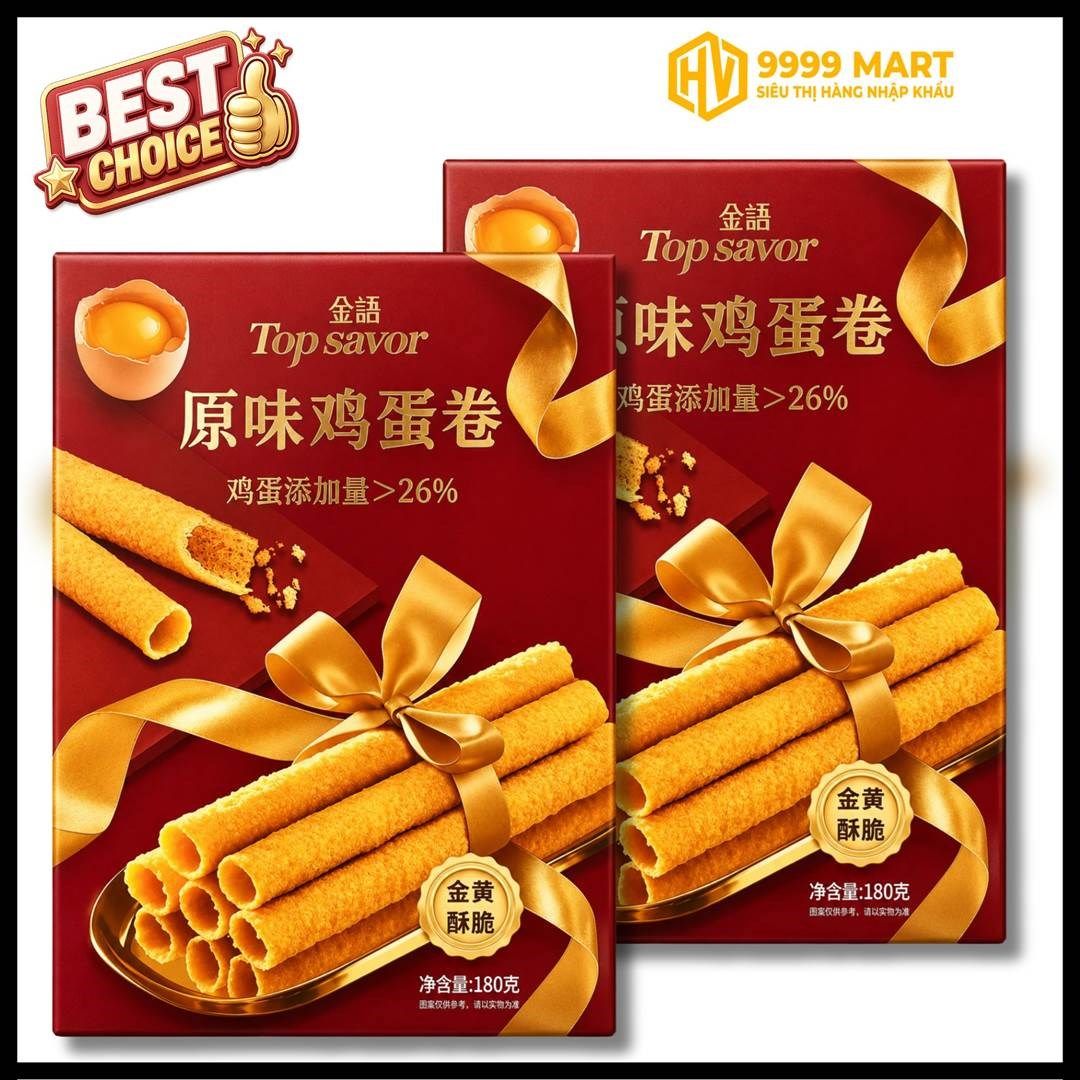  Bánh Quy Trứng Cuộn Vi Nguyên Bản - Top Savor 180g 