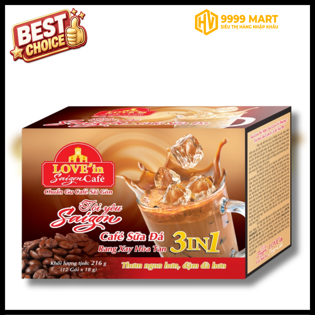  KH - Cà Phê Sữa Đá Rang Xay Hòa Tan 3in1 Love'in SaigonCafe 12 Gói x 18g - Việt Nam 