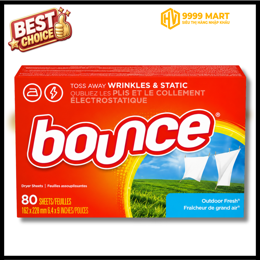  Giấy Thơm Quần Áo Bounce Outdoor Fresh Dryer 80 Tờ - Mỹ 