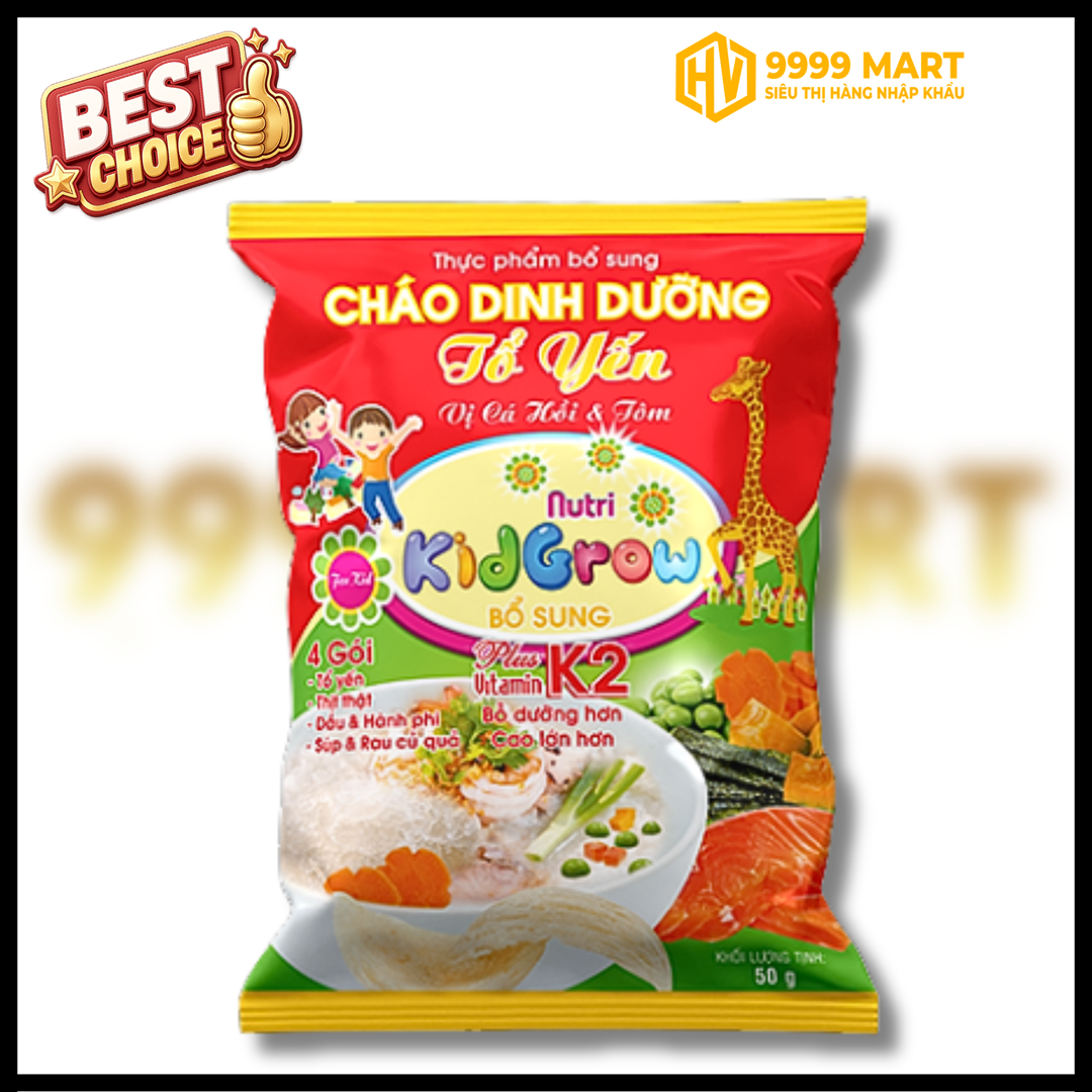  Kh - Cháo Dinh Dưỡng Tổ Yến Cao Cấp Vị Cá Hồi & Tôm Bổ Sung Plus Vitamin K2 (Gói 50g) 