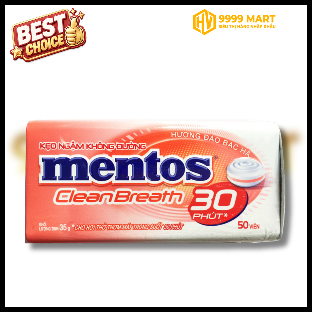  Kẹo Ngậm Mentos Không Đường Hương Đào Bạc Hà 35g 