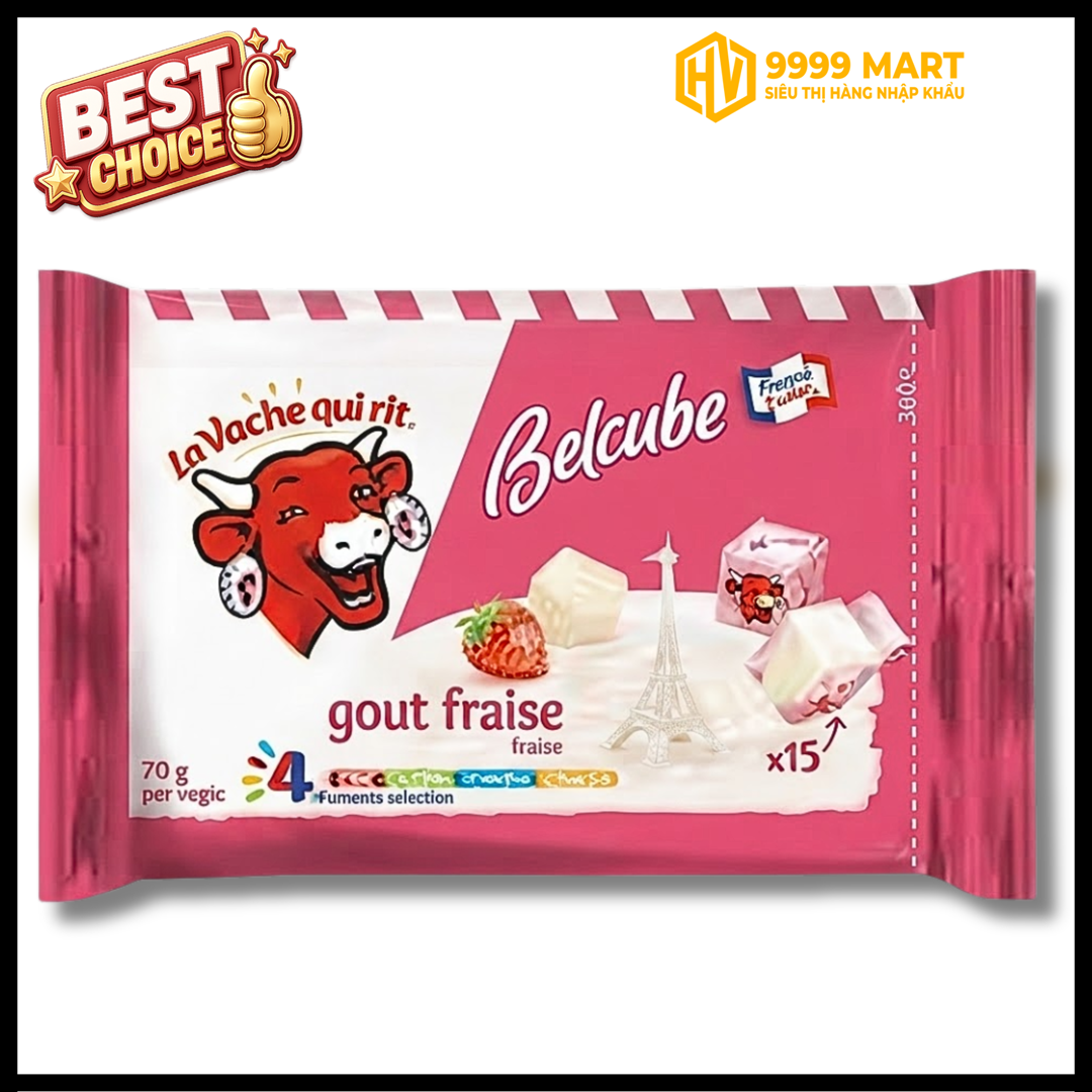  Phô Mai Vuông Belcube Ngọt Vị Dâu (125g) 