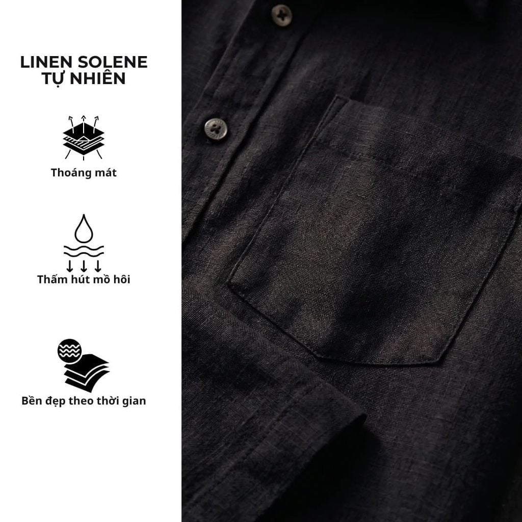 Áo Sơ Mi Trắng Sọc Nâu Nút Gỗ Tay Dài Nam Relax Form Rộng, Cổ Thường, Lai Ngang Linen Solene Vải Mềm Mát HISHOO A2T003