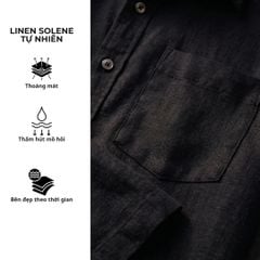 Áo Sơ Mi Trắng Sọc Nâu Nút Gỗ Tay Dài Nam Relax Form Rộng, Cổ Thường, Lai Ngang Linen Solene Vải Mềm Mát HISHOO A2T003