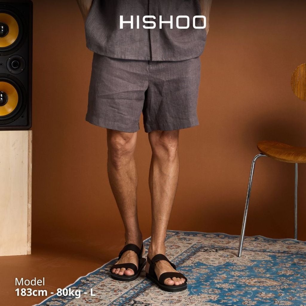 Quần short nam Linen Solene HISHOO Thoáng mát giữ form mặc đi chơi đi làm Q1T001