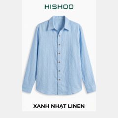 Áo Sơ Mi Rêu Nút Gỗ Nam Tay Dài Relax Form Rộng, Cổ Thường, Lai Ngang Linen Solene Vải Mềm Mát HISHOO A2T003