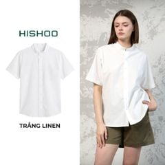 Áo Sơ Mi Nữ Relax Form Rộng, Cổ Tàu Vuông, Lai Ngang Linen Solene Vải Mềm Mát HISHOO A1G002