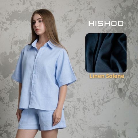Áo Sơ Mi Nữ Relax Form Rộng, Cổ Thường, Lai Ngang Linen Solene Vải Mềm Mát HISHOO A1G003