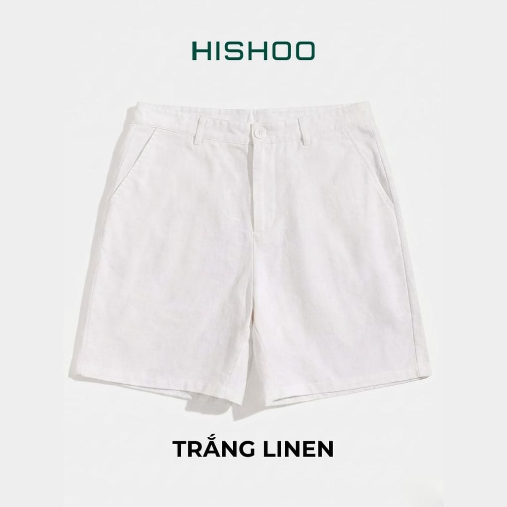 Quần short nam Linen Solene HISHOO Thoáng mát giữ form mặc đi chơi đi làm Q1T001