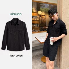 Áo Sơ Mi Nam 2 Túi Tay Dài  Relax Form Rộng, Cổ Thường, Lai Ngang Linen Solene Vải Mềm Mát HISHOO A2T005