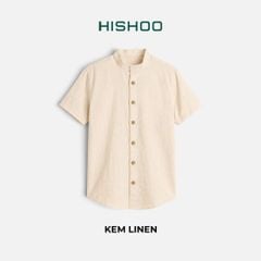 Áo Sơ Mi Nữ Nút Gỗ Relax Form Rộng, Cổ Tàu Vuông, Lai Ngang Linen Solene Vải Mềm Mát HISHOO A1G002