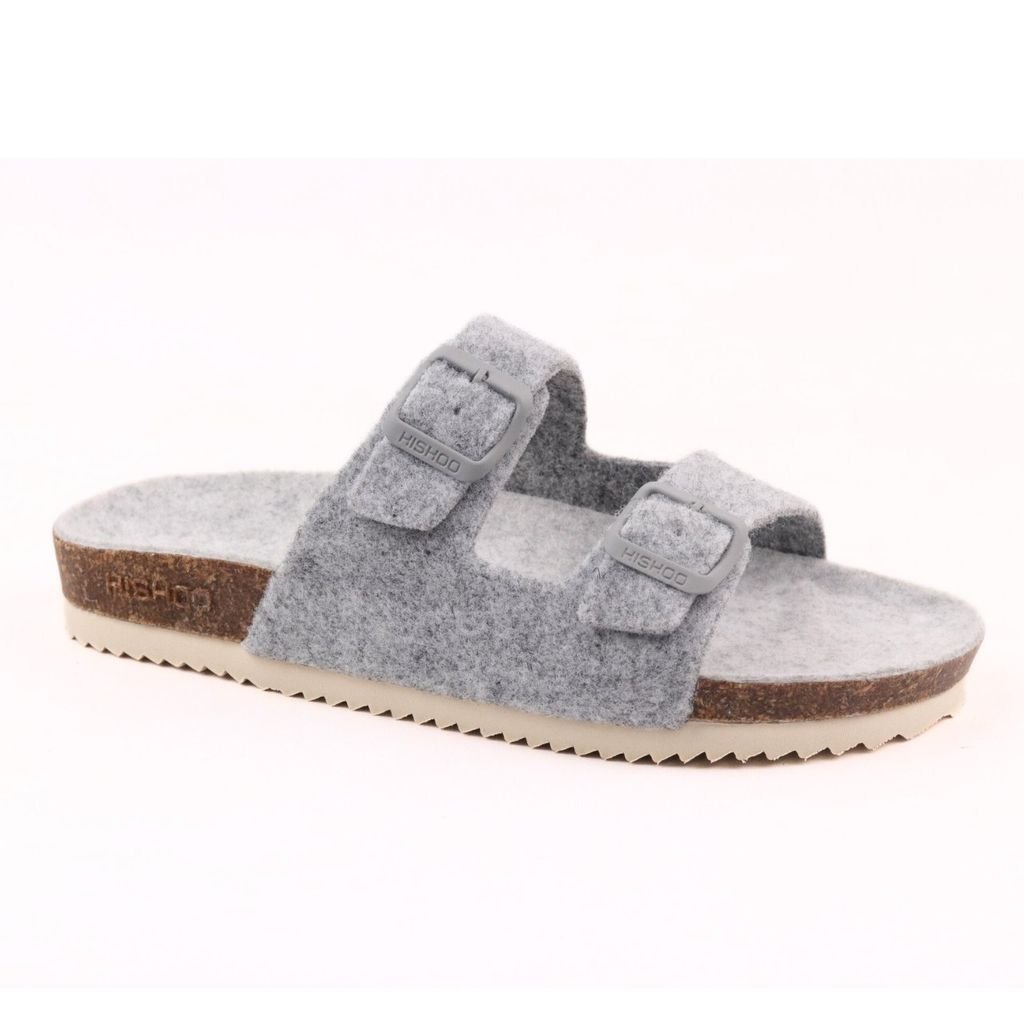 Dép đế trấu birken 2 khoá vải dạ Premium HISHOO B093