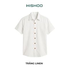 Áo Sơ Mi Nữ Nút GỗRelax Form Rộng, Cổ Thường, Lai Ngang Linen Solene Vải Mềm Mát HISHOO A1G003