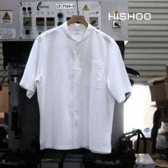 Áo Sơ Mi Trắng Nam Relax Form Rộng, Cổ Tàu Vuông, Lai Ngang Linen Solene Vải Mềm Mát HISHOO A1T002