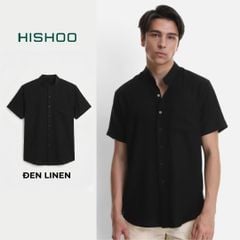 Áo Sơ Mi Nam Relax Form Rộng, Cổ Tàu Vuông, Lai Ngang Linen Solene Vải Mềm Mát HISHOO A1T002