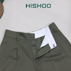 Quần kaki nữ lưng cao xếp li Hishoo short suông basic mặc đi chơi, đi làm HISHOO Q2G001