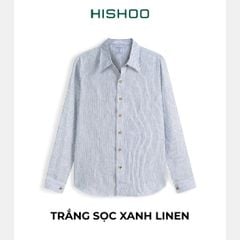 Áo Sơ Mi Sọc Nút Gỗ Tay Dài Nữ Relax Form Rộng, Cổ Thường, Lai Ngang Linen Solene Vải Mềm Mát HISHOO A2G003