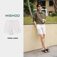 Quần short nam Linen Solene HISHOO Thoáng mát giữ form mặc đi chơi đi làm Q1T001
