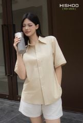 Áo Sơ Mi Nữ Relax Form Rộng, Cổ Thường, Lai Ngang Linen Solene Vải Mềm Mát HISHOO A1G003