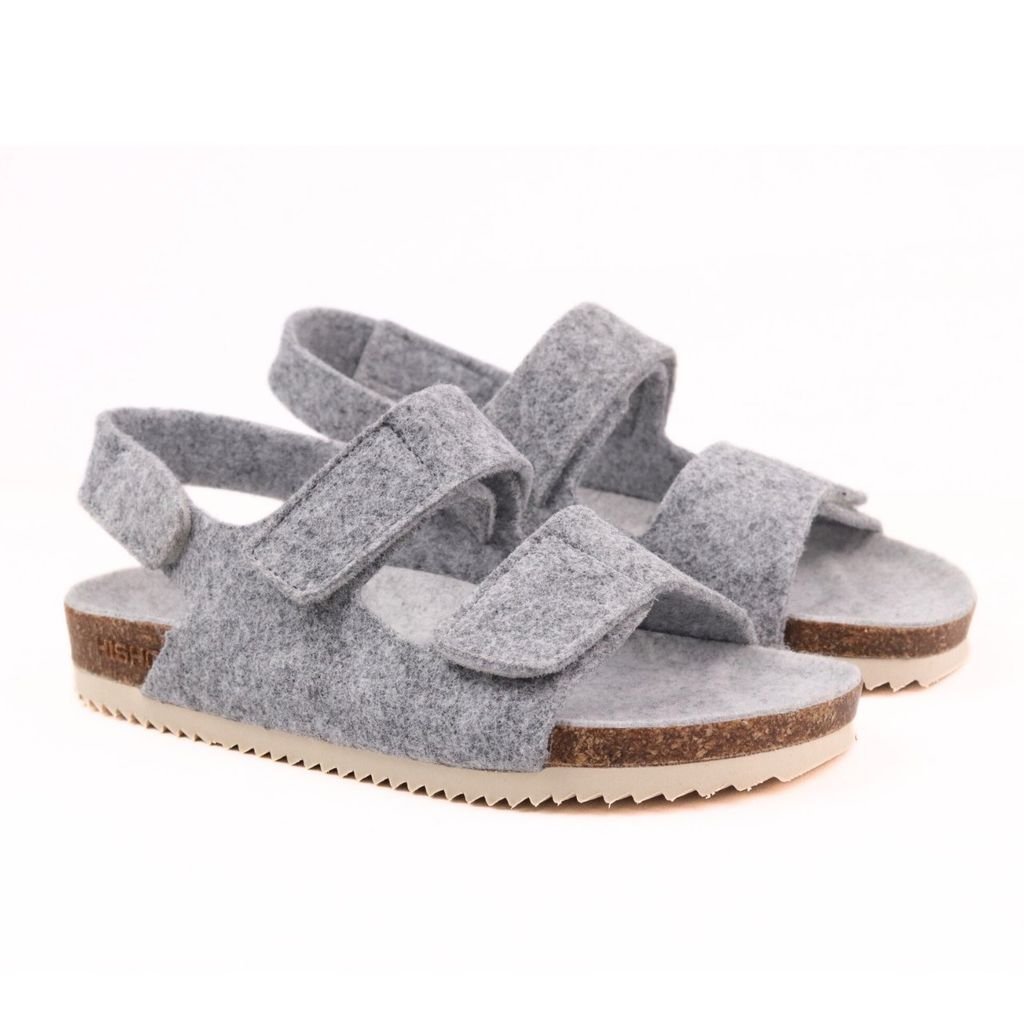 Dép đế trấu sandal birken quai ngang xé dán vải dạ Premium HISHOO B110