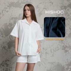 Áo Sơ Mi Nữ Relax Form Rộng, Cổ Danton, Lai Ngang Linen Solene Vải Mềm Mát HISHOO A1G004