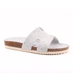 Dép đế trấu birken chữ H vải dạ Premium HISHOO B095