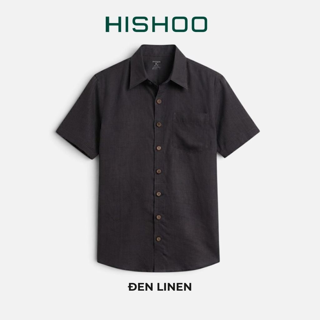 Áo Sơ Mi Nam Nút Gỗ Relax Form Rộng, Cổ Thường, Lai Ngang Linen Solene Vải Mềm Mát HISHOO A1T003