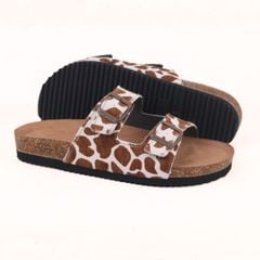 Dép đế trấu 2 khóa quai ngang Bò sữa CowHide HISHOO H093