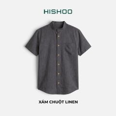 Áo Sơ Mi Nam Nút Gỗ Relax Form Rộng, Cổ Tàu Vuông, Lai Ngang Linen Solene Vải Mềm Mát HISHOO A1T002