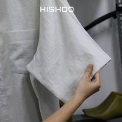 Áo Sơ Mi Nam Relax Form Rộng, Cổ Danton, Lai Ngang Linen Solene Vải Mềm Mát HISHOO A1T004